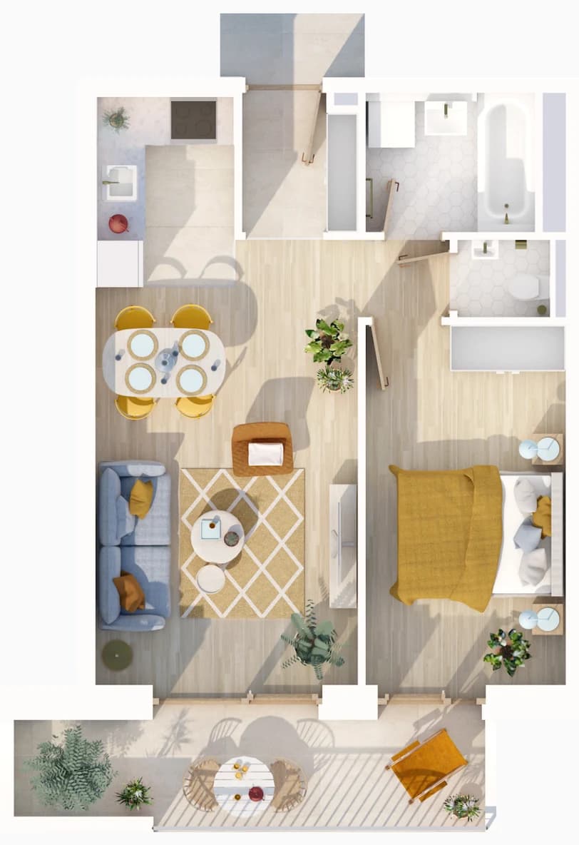 Floor plan of apartment 409