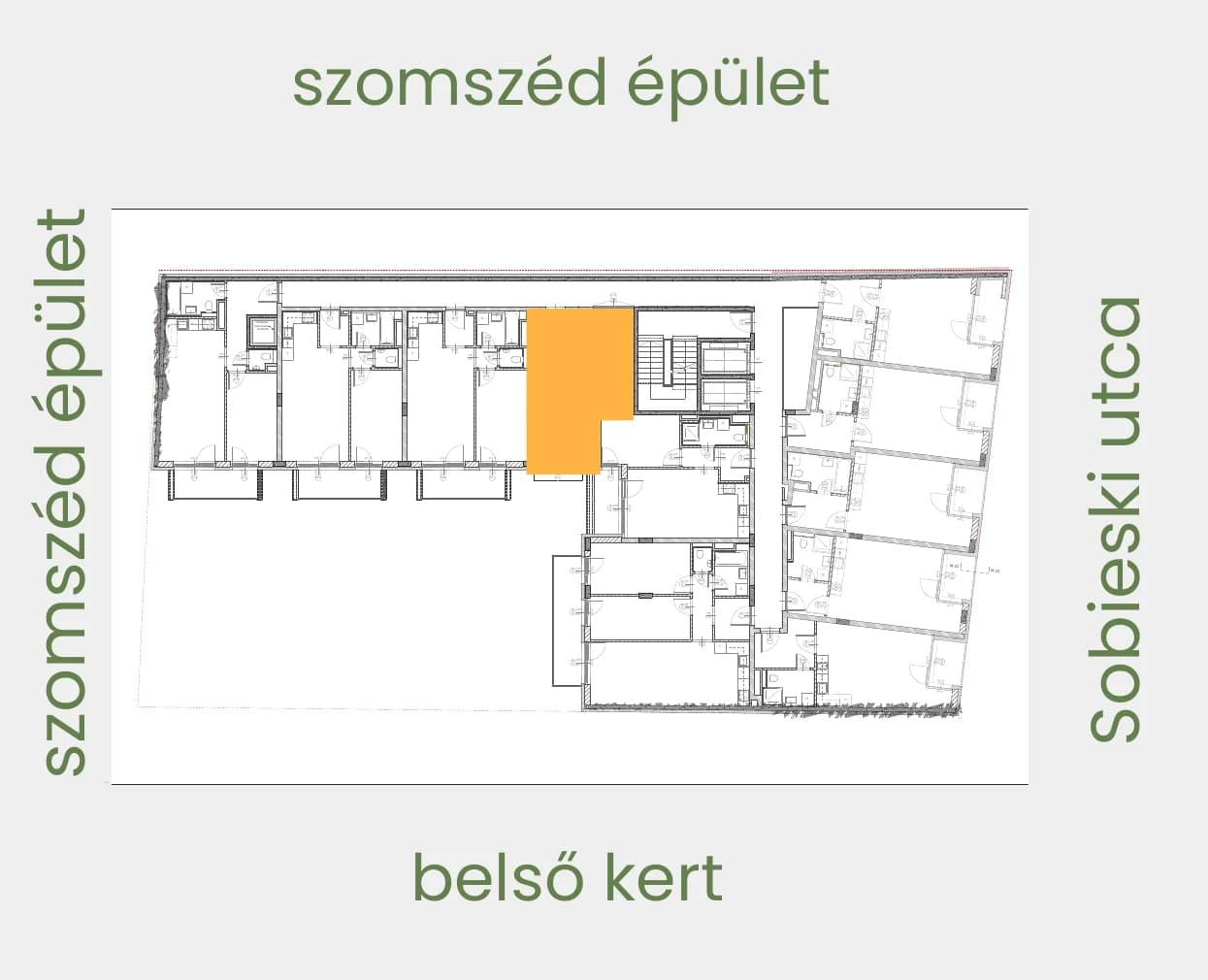 Position of apartment 208 on its floor