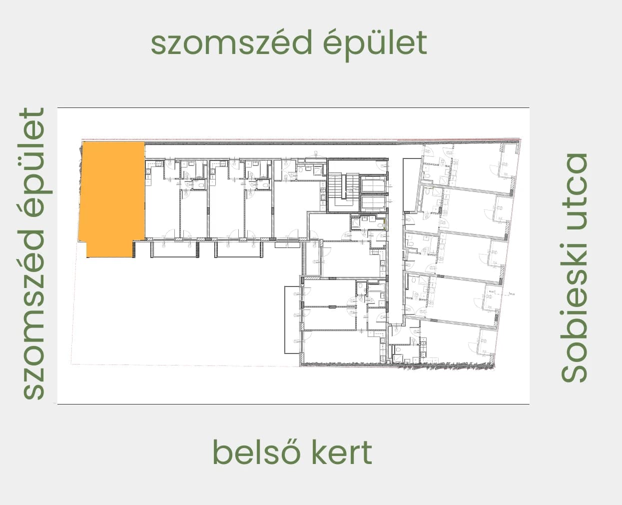 Position of apartment 211 on its floor